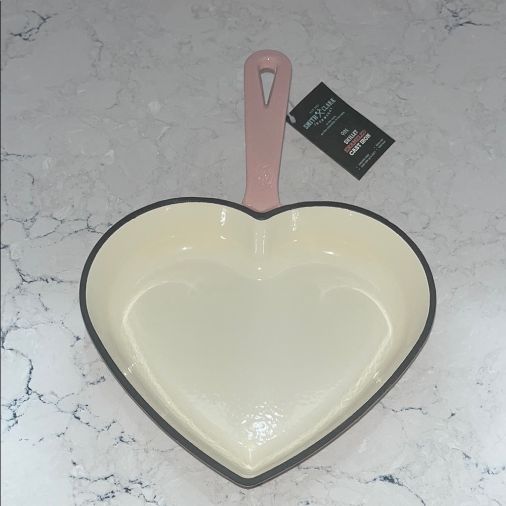 Heart-Shaped Pink Cast Iron Skillet